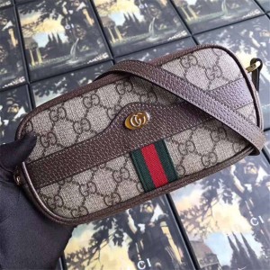 Gucci/古奇官网旗舰店女包新款Ophidia迷你GG三层拉链腰包胸包546597-古驰