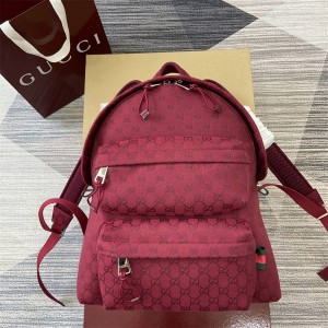 古驰官网旗舰店GUCCI 800265 标识中号背包双肩包（帆布）