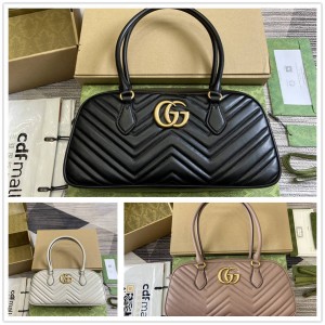 gucci美国官网古驰 795218 GG Marmont系列中号手提包保龄球包