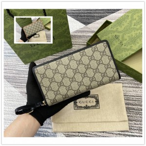 gucci官方网古驰 821803 GG Emblem帆布拉链钱包