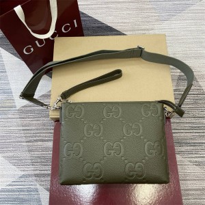 gucci批发古驰男包 696009 超级双G中号邮差包（深绿色）
