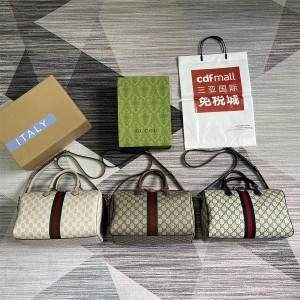 gucci香港官网古驰 772065 Ophidia系列GG中号手提包枕头包