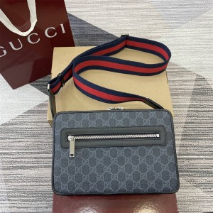 gucci美国官网古驰 822072 GG黑色中号斜挎包相机包