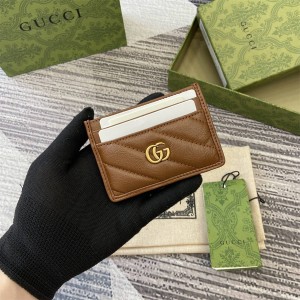 gucci旗舰店古驰 443127 GG Marmont系列卡片夹卡包（棕色）