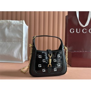 GUCCI古驰女包 675799/677027 Jackie 1961 GG蜥蜴皮迷你亮片钻腋下包