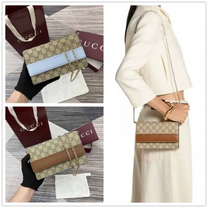 gucci中国官网古驰 838151 GG Emblem系列链带钱包链条包