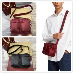 gucci官网中文版古驰 834475 GG尼龙面料男士斜挎包