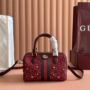 gucci旗舰店古驰 841294 Ophidia系列小号波士顿包（水晶钻）