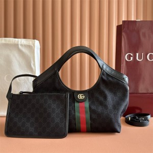 gucci女包古驰 860845 Giglio系列小号托特包（黑色帆布）