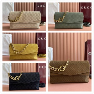 gucci女包古驰 857362 GG 饰链条大号肩背包（绒面磨砂）