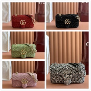 gucci包包古驰 837280 GG Marmont系列小号肩背包（水晶钻）