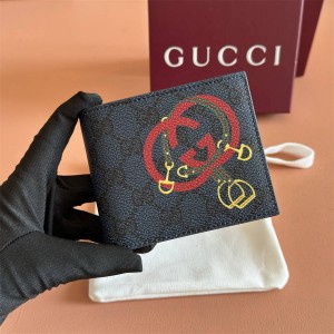 古驰香港官网GUCCI 853434 中国新年系列饰印花GG双折钱包