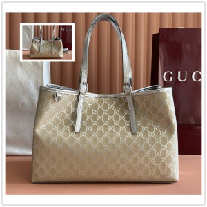 GUCCI古驰 815214/815213 GG Emblem系列中号/大号托特包购物袋