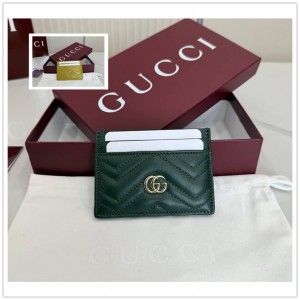 gucci旗舰店古驰 443127 GG Marmont系列卡片夹卡包（深绿色）
