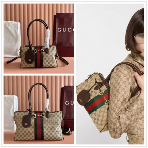 GUCCI古驰 866732/866734 Borsetto系列中号/大号波士顿包帆布枕头包