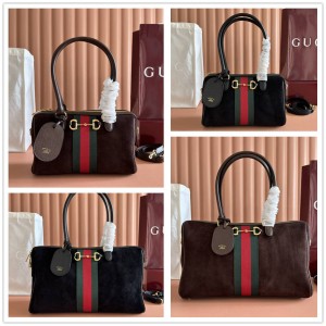 GUCCI古驰 866732/866734 Borsetto系列中号/大号波士顿包绒面枕头包