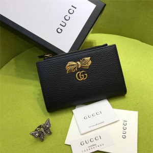 GUCCI古驰官网旗舰店女包古奇金属蝴蝶结GG中款对折钱包524300