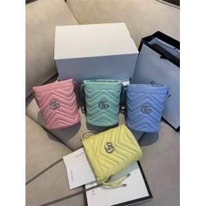 GUCCI古驰香港官网新款GG Marmont迷你马卡龙水桶包575163