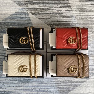 GUCCI古驰官网包包生产厂家GG Marmont系列绗缝迷你手袋474575
