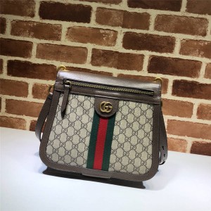 Gucci/古奇香港官网代购男包新款PVC帆布拼皮斜跨单肩包523658