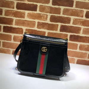 Gucci/古奇中文官网代购男包新款麂皮斜跨单肩包523658