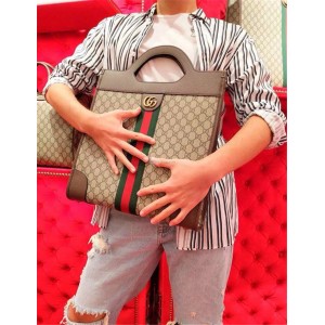 Gucci/古奇香港官网女包新款Ophidia系列中号GG手提购物袋547941