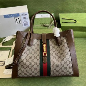 GUCCI古驰649015 GG Supreme帆布 Jackie 1961 大号托特包