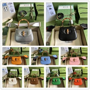 GUCCI古驰686864 Bamboo 1947系列竹节迷你手提包