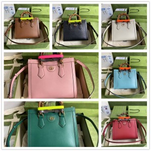 GUCCI古驰660195 皮革 Diana竹节小号托特包