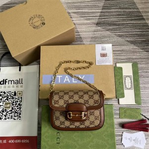 古驰675801 Gucci Horsebit 1955系列镶钻迷你链条马鞍包