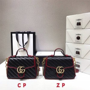 Gucci/古奇官网中文官方网女包新款GG Marmont 系列迷你手提包583571