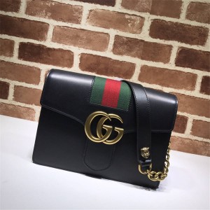 香港gucci正品官网古奇女包新款真皮拼接条纹斜跨单肩包476468