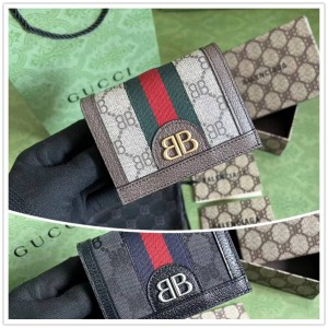 古驰巴黎世家Gucci x Balenciaga联名款680385 Hacker涂层帆布钱包卡包