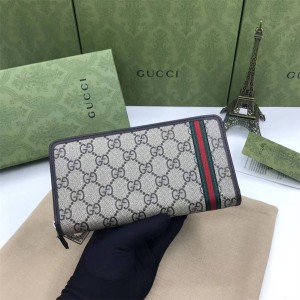 GUCCI古驰291105 GG帆布长款拉链钱包