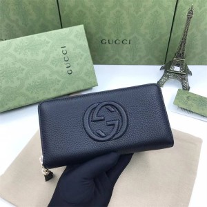 GUCCI古驰308004 Soho leather zip拉链钱包