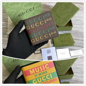 GUCCI古驰676238 100周年版短款对折钱包