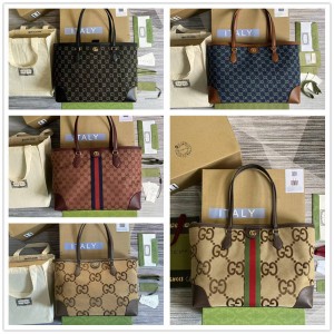 GUCCI古驰631685 牛仔布 Ophidia系列超级双G中号购物袋