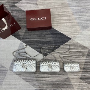 古驰包包GUCCI 476433 446744 443497银色GG Marmont系列链条包
