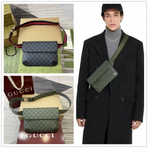 gucci包包真假鉴别古驰 792091 GG字母图案小号腰包胸包
