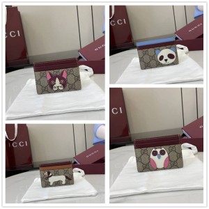 gucci是什么牌子古驰 818769 饰熊猫细节双色GG卡片夹卡包