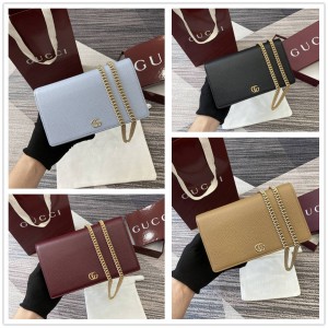 gucci包包古驰 497985 GG Marmont系列链式钱包链条包（拼色内里）