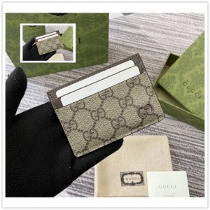 gucci是哪个国家的古驰 768248 棕色滚边GG卡片夹卡包