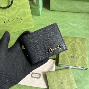 gucci经典款古驰 708554 饰马衔扣双折钱包