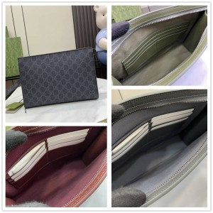 gucci男包古驰 768255 深绿色滚边小号手拿包