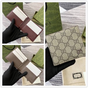 gucci欧洲官网古驰 768243 棕色内饰GG双折钱包