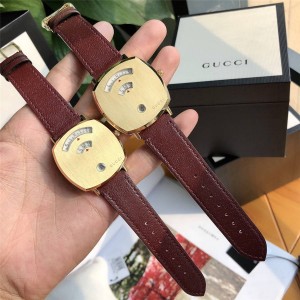 GUCCI古奇官网情侣表Grip 系列真皮表带石英腕表584271/596517