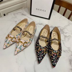 gucci官方旗舰店古驰古奇Liberty 花卉印花平底芭蕾舞鞋642041