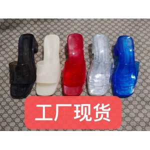 古驰624730 GUCCI标识LOGO字母果冻透明拖鞋