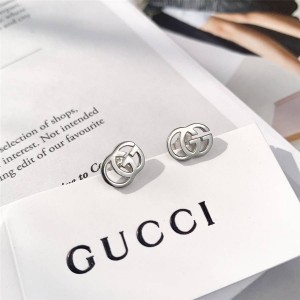 GUCCI古驰官网奢侈品网购古奇经典双GG标志925纯银耳钉耳环